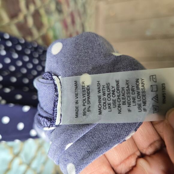 Chaus NY Women Classic Preppy Staple Navy White Polka Dot Faux Wrap Maxi Dress L - Picture 7 of 9